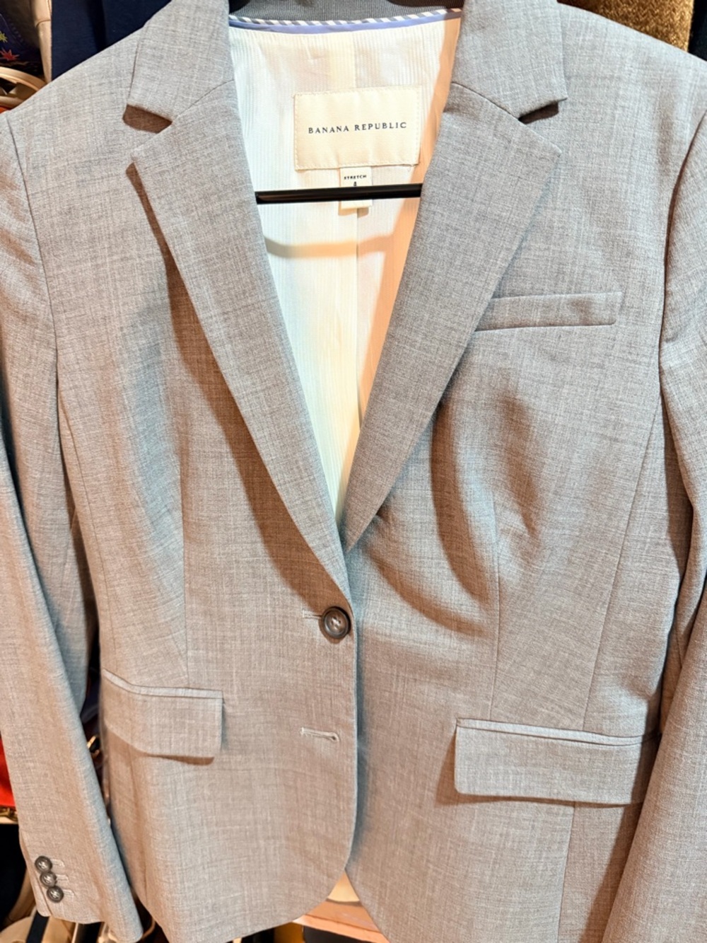 Banana Republic Light Gray Women's Tailored two button blazer.